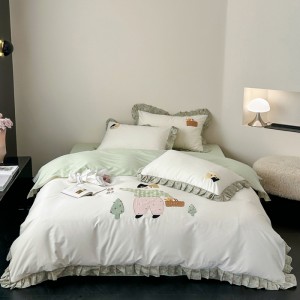 All-cotton A-class Korean double-layer yarn lace applique embroidery four-piece set