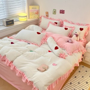 Autumn and winter new Korean princess style milk velvet four-piece set