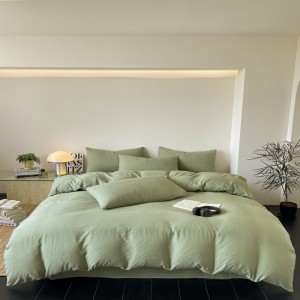 Skin-friendly ultra-soft cloud-feeling cotton solid color double-layer yarn four-piece set