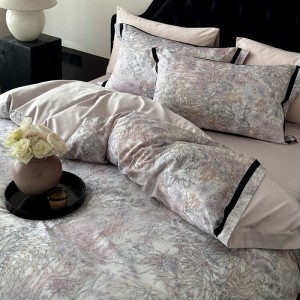A Class Long Staple Cotton Bed Sheets Digital Plant Printing Duvet Quilt Comforter Cover Pillowcases Pink Designer Bedding Set