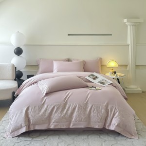 High-grade pure cotton long-staple cotton light luxury solid color heavy embroidery flower four-piece set