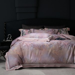 High-end floral elegant satin digital print four-piece set for home use