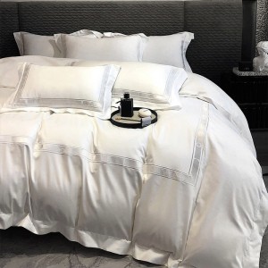 Light luxury high-end 100-count long-staple cotton four-piece set pure cotton embroidered hotel style stitching