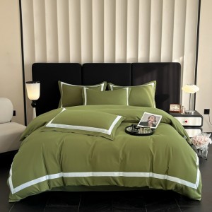 White and black hotel skin-friendly cotton woven washed brushed hotel style four-piece set