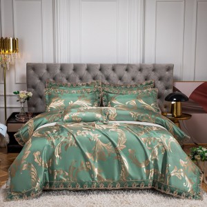 Lace-trimmed European-style satin jacquard four-piece set gift box