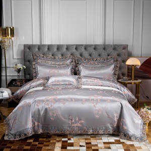 Lace-trimmed European-style satin jacquard four-piece set gift box