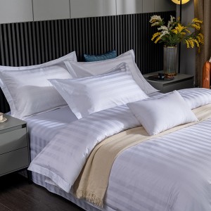 High-end new four-piece set 60-count pure cotton satin strip hotel four-piece set