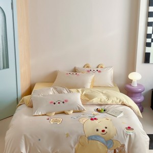 Delicate skin-friendly children’s long-staple cotton applique embroidery four-piece set
