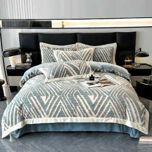 Autumn and winter household milk velvet carved four-piece set