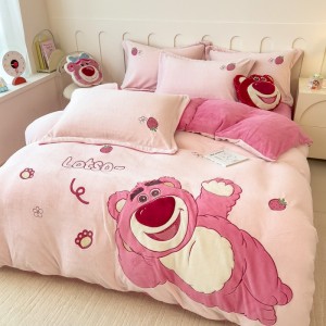 Gorgeous milk fleece plush applique embroidery four-piece warming set