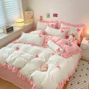 Autumn and winter new Korean princess style milk velvet four-piece set