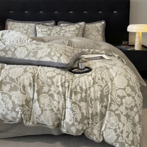 Light luxury style rabbit fur lace carved velvet milk velvet four-piece set