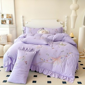 Chiffon cotton French applique heavy embroidery four-piece suit