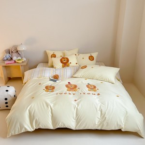 New pure cotton washed cotton cartoon towel embroidery four-piece suit
