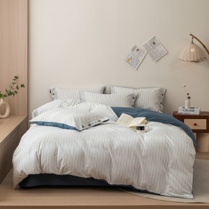 jacquard simple striped washed cotton button four-piece set
