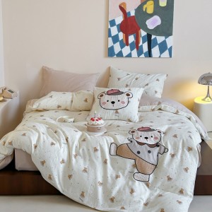 New all-cotton A-class double-layer yarn printed applique embroidery four-piece set