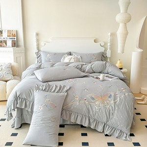 Chiffon cotton French applique heavy embroidery four-piece suit