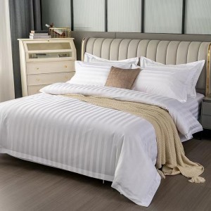 High-end new chain hotel four-piece set 40-count pure cotton satin strip five-star hotel hotel four-piece set