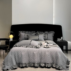 Exquisite washed ice silk embossed summer quilt four-piece set