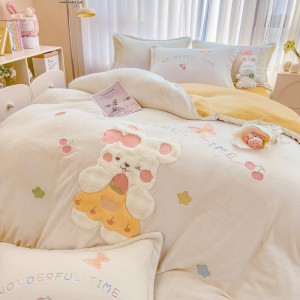 Exquisite new full matte applique embroidery polyester four-piece set