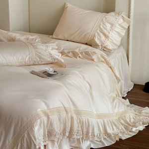 French hollow lace pure cotton four-piece set