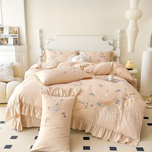 Chiffon cotton French applique heavy embroidery four-piece suit