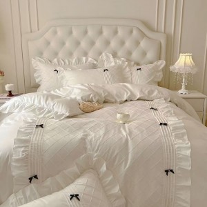 Korean Style Cotton Waffle Bow Four-Piece Set