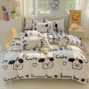 Skin-friendly aloe vera cotton polyester active printing four-piece set