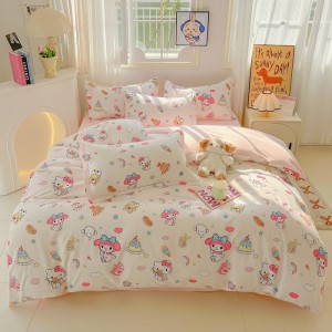 Skin-friendly aloe vera cotton polyester active printing four-piece set