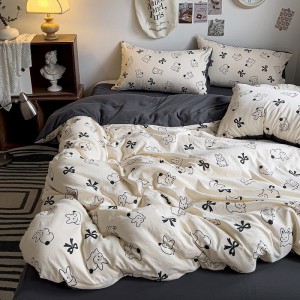 Soft new skin-friendly ultra-soft printed washed cotton four-piece set