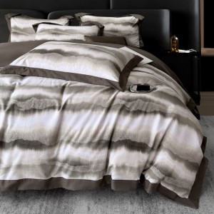 2025 new style cotton wide-edge sanded four-piece duvet cover bed sheets bedding set
