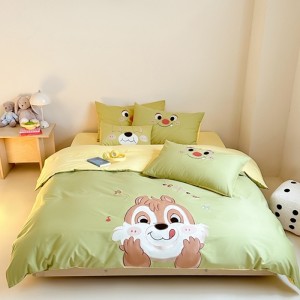 Cartoon small fresh pure cotton pure cotton washed cotton cartoon patch embroidery four-piece suit
