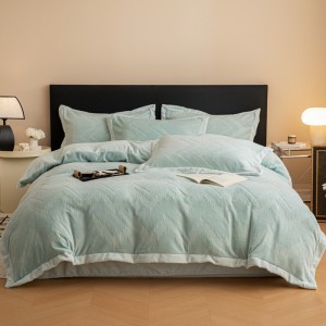 Wide-edge jacquard milk velvet warm four-piece set