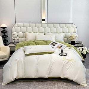 Washed silk time letter ice silk embroidered four-piece set
