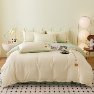 Pure cotton 40-count embroidery pure color four-piece set