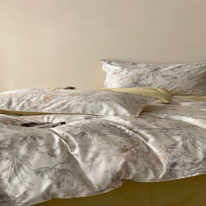 50 Count Pure Cotton Digital Printing Duvet Quilt Comforter Cover Queen King Bed Sheet Floral Plant Bedding Set