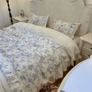 Exquisite New Cotton Vintage Lace Bed Skirt Four-Piece Set