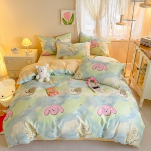 Cotton plus velvet bean velvet milk velvet four-piece set