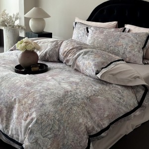 A Class Long Staple Cotton Bed Sheets Digital Plant Printing Duvet Quilt Comforter Cover Pillowcases Pink Designer Bedding Set