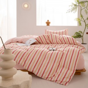 Stylish wide striped washed cotton four-piece set