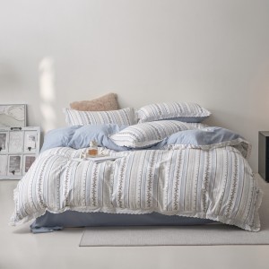 New double-layer gauze crinkled cotton trim Korean-style four-piece set