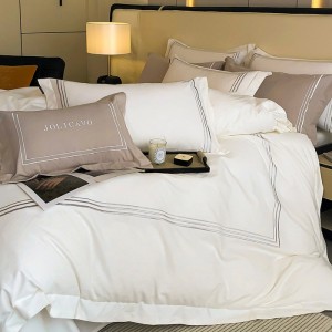Pure cotton thickened brushed four-piece set pure cotton hotel style bed sheet embroidered bedding