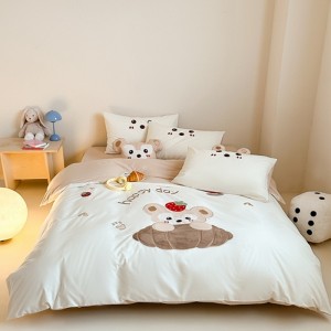 Cartoon small fresh pure cotton pure cotton washed cotton cartoon patch embroidery four-piece suit