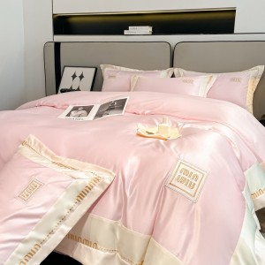 Category A washed silk Tencel embroidered wide-edge four-piece set