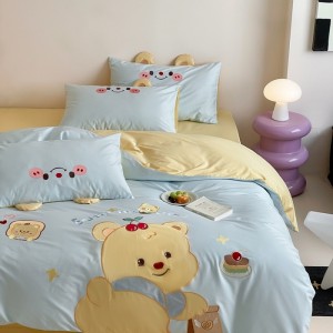 Delicate skin-friendly children’s long-staple cotton applique embroidery four-piece set