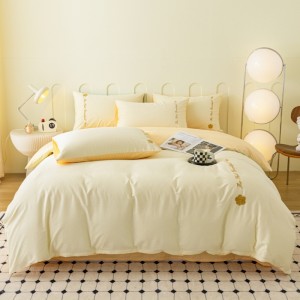 Pure cotton 40-count embroidery pure color four-piece set