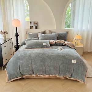 New high-weight solid-color milk velvet wide-brimmed crafted four-piece set