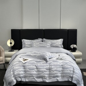 Two-color bright silk jacquard washed silk Tencel four-piece set