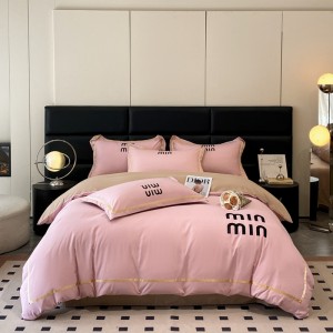 Atmospheric skin-friendly cotton ribbon embroidery light luxury four-piece suit
