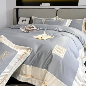 Category A washed silk Tencel embroidered wide-edge four-piece set